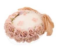 HOMSFOU Chapeau de Mariée Rose Élégant Fleur en Tissu et Maille, Léger et Polyvalent pour Cérémonie de Mariage ou Nuptiale
