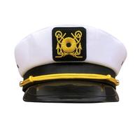 HOMSFOU Chapeau de Marin Blanc en Polyester Visière Courbée, Protection Solaire Extérieure, Accessoire Élégant pour Fêtes et Sorties Décontractées