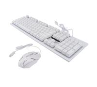 HOMSFOU Clavier USB Mécanique Souris Filaire pour Gaming Ensemble Lumineux Blanc Design Suspendu pour Utilisation Quotidienne