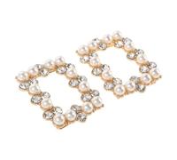HOMSFOU Clips de Chaussures en Strass Cristal et Fausses Perles, Paire de Breloques Rectangulaires pour Mariage et Soirée, Accessoires Décoratifs Élégants et Solide pour Talons Hauts