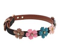 HOMSFOU Collier de Chien Fleuri Ajustable 1,3 X 42 Cm Noir, Laisse pour Chiot Légère et Confortable, Collier à Fleurs Doux pour Animaux de Compagnie, pour Dressage et Promenades