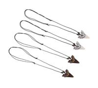 HOMSFOU Collier Dent de Requin en Résine Unisexe 4pcs, Design Unique et Robuste, pour Surfeurs la Plage, Bijoux de Cou