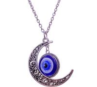HOMSFOU Collier Pendentif Œil Maléfique Bleu en Alliage et Verre, Décoration Suspendue Unique et Créative, Bijou de Cou pour Homme et Femme Unisexe