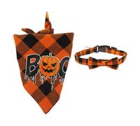 HOMSFOU Collier pour Chien Lavable en Coton Orange Bandana Halloween, Accessoire Créatif pour Fête d'anniversaire de Chien et Séance Photo