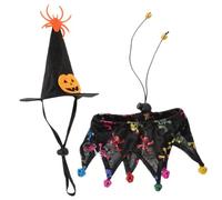 HOMSFOU Costume de Chat Halloween Chapeau Sorcière et Collerette en Polyester Noir Respirant pour Chat et Petit Chien, pour Fêtes et Déguisements Créatifs