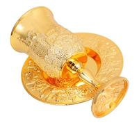 HOMSFOU Coupe de Kiddouch Plaquée Argenté avec Soucoupe en Métal Doré, Taille Unique, Set de 1 Pièce pour Shabbat et Pessa'h, Verre à Vin Judaïque Festif pour Cérémonie et Usage