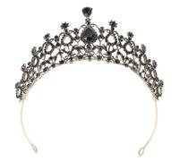 HOMSFOU Couronne Baroque Noire Vintage pour Mariée, Accessoire Cheveux Élégant et Décoratif, Coiffe de Fête Brillante pour Anniversaire 18 Ans, Bandeau Mariage Femme