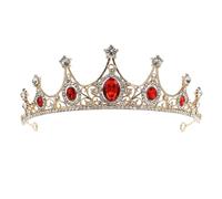 HOMSFOU Couronne de Bal en Alliage Doré Élégante pour Fille, Tiare Baroque Strass Facile à Porter Enlever, Accessoire Photo Mariage et Fête