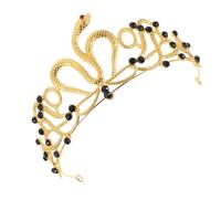 HOMSFOU Couronne de Mariage en Alliage Doré Strass Noirs, Diadème Serpent pour Femme, Accessoire Cheveux Élégant pour Anniversaire, Soirée Costumée et Halloween, Serrage-tête Royale