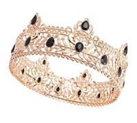 HOMSFOU Couronne Royale en Alliage Doré et Noir, Couronne de Roi Délicate pour Homme, Accessoire Coiffure Vintage pour Cosplay, Bal de Promo et Fêtes D’anniversaire, Léger et Solide,