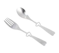 HOMSFOU Couverts Mariage Cœur, Lot de 4 Fourchettes et Cuillères Décor Romantique, pour Présents Couple et Événements