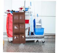 HOMSFOU de Rangement Vertical pour Chiffons de Nettoyage avec Six Poches Transparentes Organisateur Suspendu pour de Ménage Hôtel de Remplacement pour Produits de Nettoyage Couleur Café