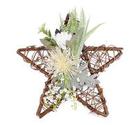 HOMSFOU Décoration Murale Élégante en Bois Fleurs Artificielles, Pendentif Créatif de Pentagramme pour Porte D'entrée ou Vitrine, Accessoire Chic