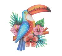 HOMSFOU Décoration Murale Toucan En Métal Pour Intérieur Et Jardin, Ornement Animalier En Fer Robuste, Couleur Vive, Motif Grand Oiseau Exotique, Décoration Murale Artistique Pour Maison