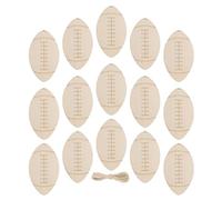 HOMSFOU Découpes en Bois Vierges Tranches de Bois Vierges Décoration Suspendue de Ballon de Rugby Beige et Corde de Jute Double Face à Peindre pour Décoration Intérieure et Fêtes