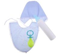 HOMSFOU Déguisement Bébé Adulte Cosplay avec Bavoir Surdimensionné et Tétine Géante Bleu, Bonnet Taille Unique, Accessoires Amusants pour Fête Halloween Carnaval, Kit Complet pour Soirée