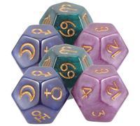 HOMSFOU Dés à 12 Faces Constellation en Résine Colorée, Lot de 6 Dés Runiques pour Jeux de Rôle et Jeux de Société sur Table, Accessoire Divination et Outil Ludique pour Soirées et