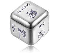HOMSFOU Dés de Décision pour Repas en Métal Argenté 1,6x1,6 Cm Compact et Portable, Jeu de Dés Alimentaire Amusant pour Dîner Noël, Outil Pratique pour Choix de Restaurant et