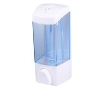 HOMSFOU Distributeur de Savonnette Mural Manuel 300 Ml Réutilisable Bleu, Distributeur de Lotion Liquide Rechargeable pour Salle de Bain la Cuisine Hôtel, Pot de Shampoing Mural Pratique