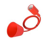 HOMSFOU Douille E27 en Silicone Colorée avec Câble Tissé, Douille LED Cuisine et Restaurant, Hauteur Réglable, Design à Bornes à Vis, Style Simple et Moderne