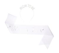 HOMSFOU Écharpe Accessoire Élégant pour en Tissu Blanc Tiare en Strass Future Maman pour Célébration Baby Shower et Séance Photo