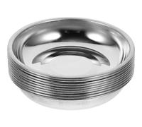 HOMSFOU Ensemble de 10 Petites Assiettes à Sauce Rondes en Acier Inoxydable 8 Cm, Ramequins Polyvalents pour Sauces et Condiments, Plats D'assaisonnement pour Maison et Restauration