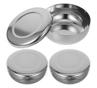 HOMSFOU Ensemble de 3 Bols Inox Double Paroi Couvercle Bol à Soupe et Ustensile Cuisine Résistant et Facile à Laver
