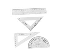 HOMSFOU Ensemble De 4 Règles Transparentes 6.10 Pouces Compactes - Règle Droite Rapporteur Équerre Triangulaire En Plastique Transparent Pour Fournitures Scolaires Étudiants Architectes Et Artistes