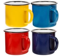 HOMSFOU Ensemble de 4 Tasses à Café en Émail Vintage 350ml, Design Classique et Style Simple, Pratiques pour Camping, Pique-niques et Usage Quotidien