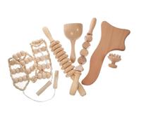 HOMSFOU Ensemble de 6 Outils de Massage en Bois Naturel Rouleau de Massage Relaxation Circulation Sanguine et Soulagement Musculaire Kit Bien-être Dos et Lombaires