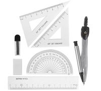 HOMSFOU Ensemble de Compas et Règle en Métal avec Gomme et Mine Automatique, Outil de Dessin Précis pour Étudiants et Enseignants en Géométrie