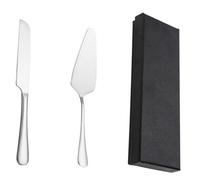 HOMSFOU Ensemble de Découpe de Gâteau 2 Pièces en Acier Inoxydable, Spatule à Gâteau Manche Long, Coupe-pizza et Pâtisserie, Outil Polyvalent pour Anniversaire, Mariage Cuisine, Coffret