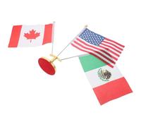 HOMSFOU Ensemble de Drapeaux de Table États-Unis Mexique et Canada avec Socle Métal Trois Mâts Compacts Drapeaux de Bureau Nationaux pour Décoration Professionnelle et Réunions