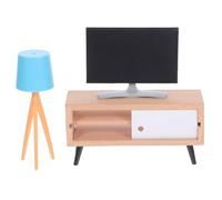 HOMSFOU Ensemble de Meubles de Maison de Poupée 3 Pièces avec Mini-télévision, Meuble Et Lampadaire, Parfait pour Décorer Le Salon d'une Maison de Poupée Et Jouer à Faire Semblant