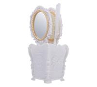 HOMSFOU Ensemble Peigne Antistatique et Miroir Compact Blanc Élégant Boîtier Pvc, Peigne de Massage du Cuir Chevelu, Kit Coiffure Portable pour Soins Capillaires et Maquillage