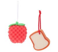 HOMSFOU Éponge de Bain Bébé 2 Pièces Rouge Confortable en Éponge et Nylon pour Bain à L'éponge, Promoteur de Circulation Sanguine, Accessoire pour Nettoyage et Gommage Doux