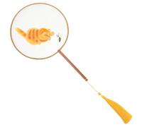 HOMSFOU Éventail Chinois Vintage Rond Brodé Double Face Motif Chat, Éventail Décoratif Manuel en Tissu Naturel, Accessoire Léger pour Fêtes et Usage Quotidien, Ornement Élégant