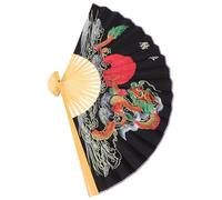 HOMSFOU Éventail Mural Décoratif Chinois 0,5x0,9 M Noir Dragon Grand Éventail Pliant pour Décoration Salon, à Suspendre Murale Orientale, Accessoire Décoration Intérieure