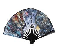 HOMSFOU Éventail pliable chinois japonais en soie - Dragon Tigre - Vintage - Rétro - Éventail de danse pour spectacle, festival de musique, décorations de fête d'anniversaire