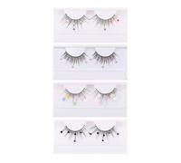 HOMSFOU Faux Cils à Paillettes 4 Paires Motifs Cœurs, Papillages et Fleurs Colorés, Extensions de Cils Légères pour Maquillage Festif et Quotidien, Kit Beauté Professionnel et