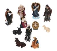 HOMSFOU Figurine Religieuse en Résine 16x11,5x3 Cm - Ensemble Nativité Jésus la Crèche - Décoration de Table Noël Spirituelle pour Maison et Collection D’Art Sacré