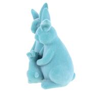 HOMSFOU Figurines de Lapins Décoratifs Floqués Bleues, Famille de 3 Statues pour Décoration de Pâques, Centre de Table Printanier pour Maison, Bureau et Fêtes à Thème