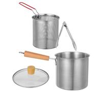 HOMSFOU Friteuse à Poignée Unique 3l en Acier Inoxydable 304 avec Panier Profond Multifonction pour Friture, Bouillir et Mijoter Casserole Compacte Cuisine Domestique