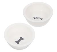 HOMSFOU Gamelle Petit Chien Créatif pour Décor Bol Double et en pour Chat Céramique Blanche 2 Pièces Stockage de Nourriture Pratique Animaux pour Cage d'animaux