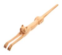 HOMSFOU Gratte-dos en Bois Massif Forme Chat Longue Poignée 40 Cm, Outil de Massage Corporel Portable pour Soulager Démangeaisons Dorsales, Accessoire Bien-usage Quotidien