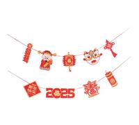 HOMSFOU Guirlande de Fanions Nouvel An Chinois Bannière de Fête 2 Pièces en Tissu Solide Impression Recto Verso Décoration Colorée pour Maison École et Célébrations Lunaires