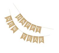 HOMSFOU Guirlande Décorative Guirlande de Vœux « Année » en Tissu Lin, Fanions Suspendus Drapeaux Festifs de Queue D’hirondelle, Décoration de Fête Nouvel An pour Intérieur et Plafond,
