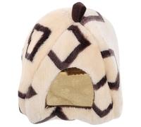 HOMSFOU Hamac pour Hamster Chaud et Confortable, Petite Taille en Peluche Beige à Motifs Carrés, Nid D’Hiver pour Chinchillas, Maison Douce et Cachette Résistante pour Cage, Accessoire