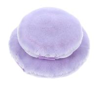 HOMSFOU Houppette à Poudre Double Face Violette Lot de 2 Tailles en Velours Pelucheux, Soufflette Ronde pour Maquillage Visage, Poudre Fixatrice, Usage Quotidien et Professionnel