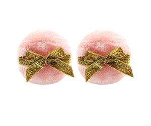 HOMSFOU Houppettes à Poudre Bébé 2 Pièces en Fibre Super Douce Pailletée, Longue et Moelleuse, Couleur Rose, pour Soins Corporels et Poudres Bébé, Accessoire Skincare Sécurisé